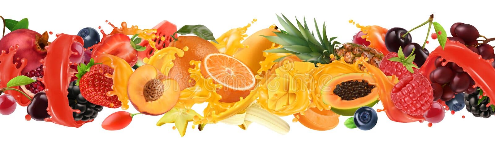 Burst de frutas e bagas Frutas tropicais doces e bagas mistas Conjunto realista de vetor 3d Burst de frutas e bagas Frutas tropicais doces e bagas mistas Conjunto realista de vetor 3d