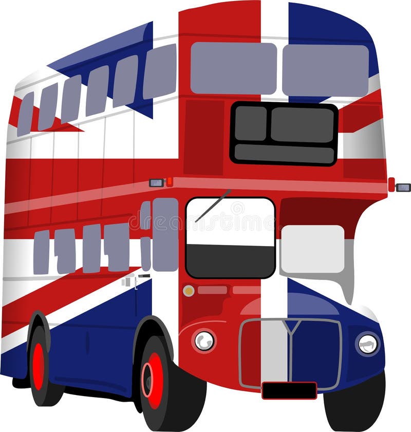 Bus britannico della bandierina del Jack del sindacato royalty illustrazione gratis Bus britannico della bandierina del Jack del sindacato royalty illustrazione gratis