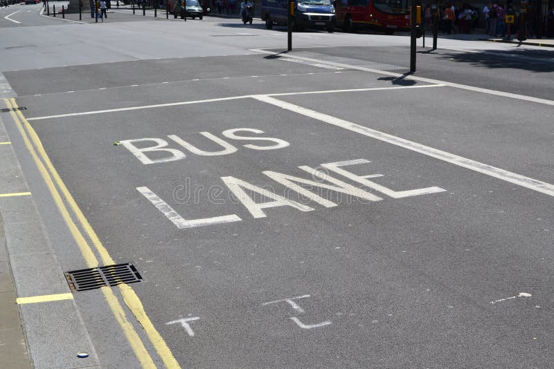 Bus Lane, London stock image. Image of road, public, city 42471043