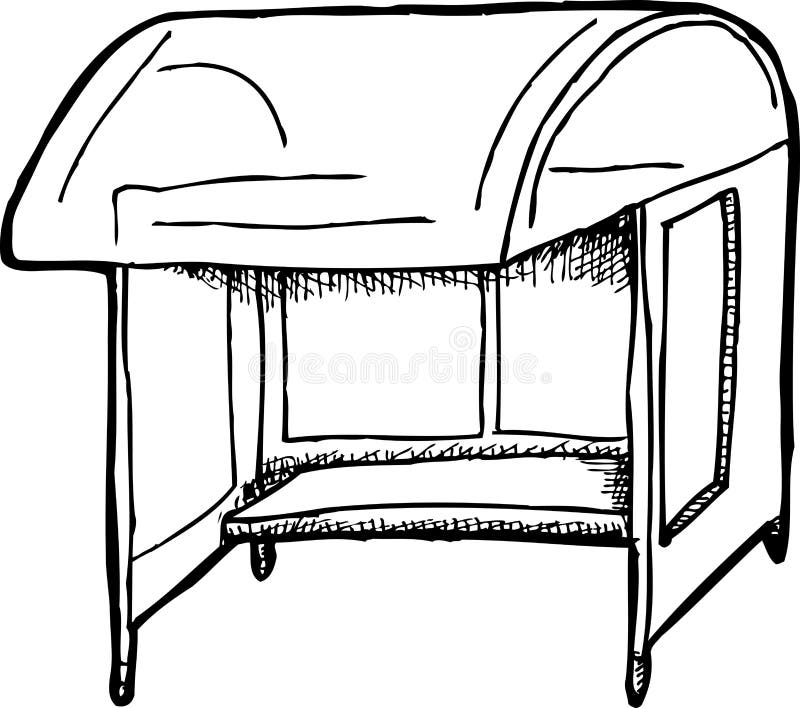 Bus Shelter Outline stock illustration. Illustration of space 48712012