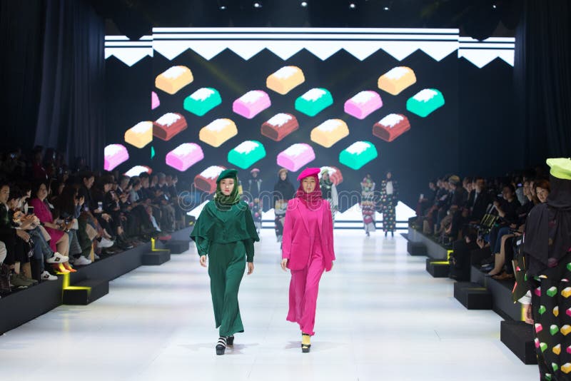 Model walks in Fashion Show of 2019 ASEAN Korea stock image Model walks in Fashion Show of 2019 ASEAN Korea stock image