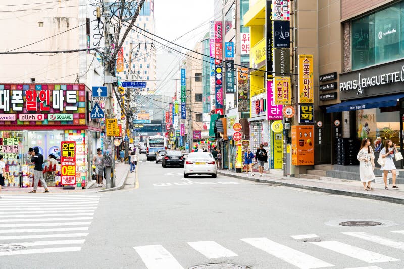 Busan, South Korea - 11 July, 2017: Street View of Haeundae. Editorial ...