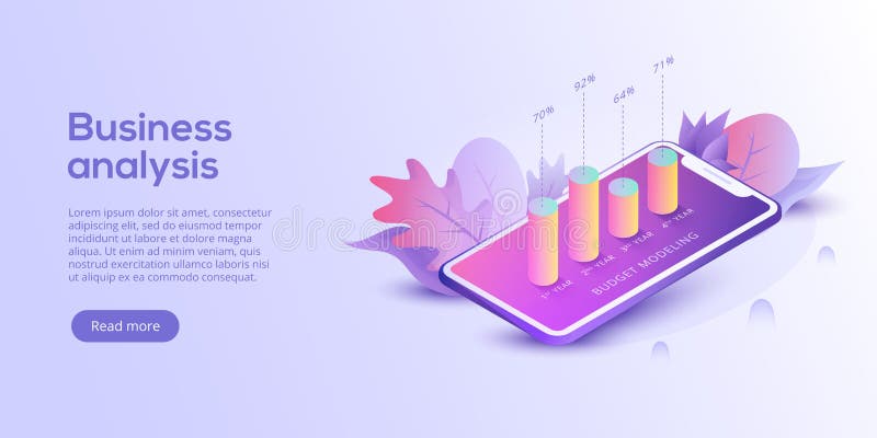 Business analysis isometric vector illustration. Growth dynamics vector illustration