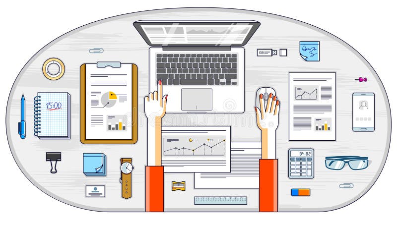 Business analysis, office worker or entrepreneur business woman royalty free illustration Business analysis, office worker or entrepreneur business woman royalty free illustration