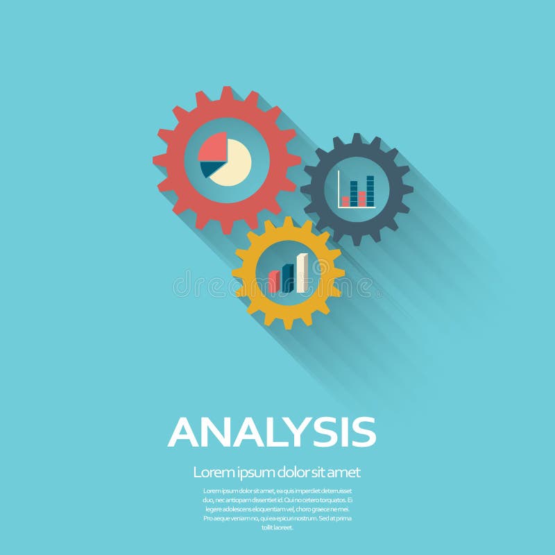 Business Analysis symbol with gears icon and pie royalty free illustration