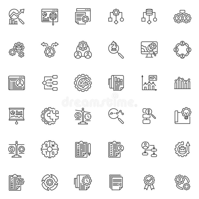 Business analyst line icons set royalty free illustration