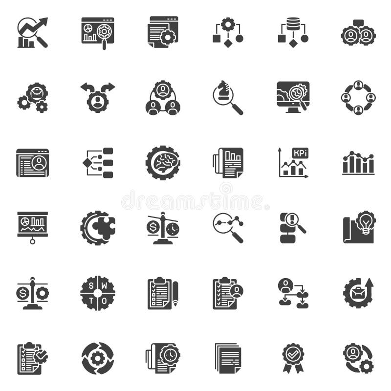 Business analytics vector icons set royalty free illustration