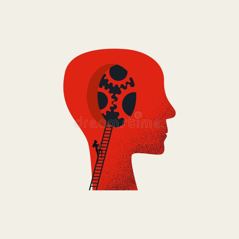 Business and artificial intelligence vector concept. Symbol of AI technology, innovation, robotics. Minimal illustration royalty free illustration