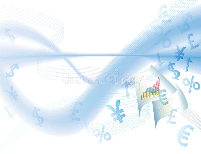 Business background with the currency signs stock illustration