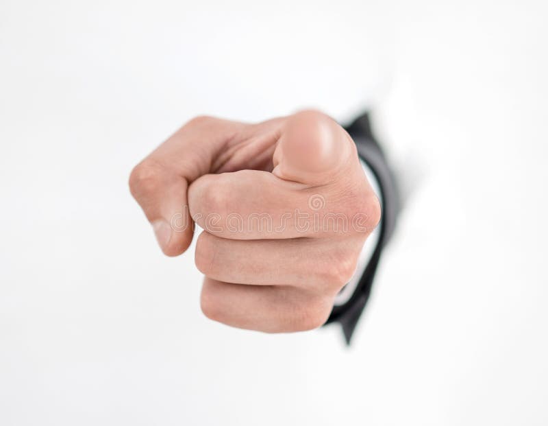 Business background. a man`s hand pointing at you stock image