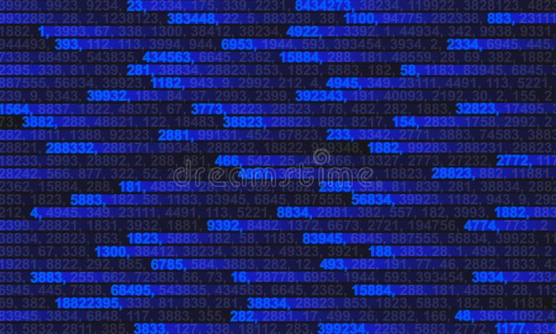 Business background theme with blue colored glowing numbers royalty free stock photography