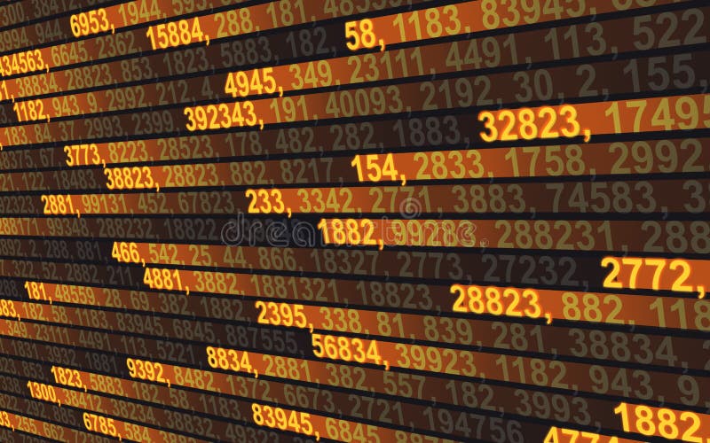 Business background theme with yellow colored glowing numbers royalty free stock images