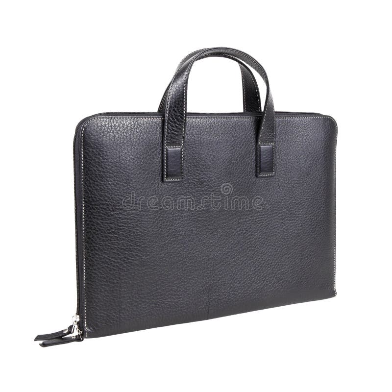 Business bag or case in black leather. Isolated on white royalty free stock images Business bag or case in black leather. Isolated on white royalty free stock images