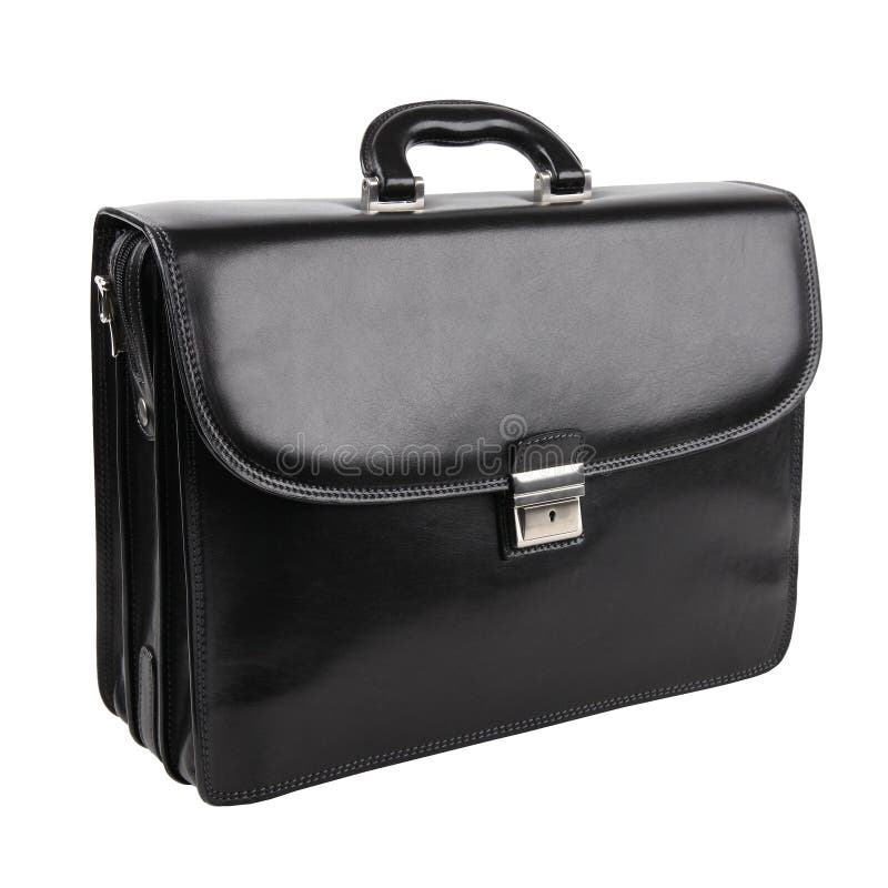 Business bag or case in black leather isolated on white royalty free stock photos Business bag or case in black leather isolated on white royalty free stock photos