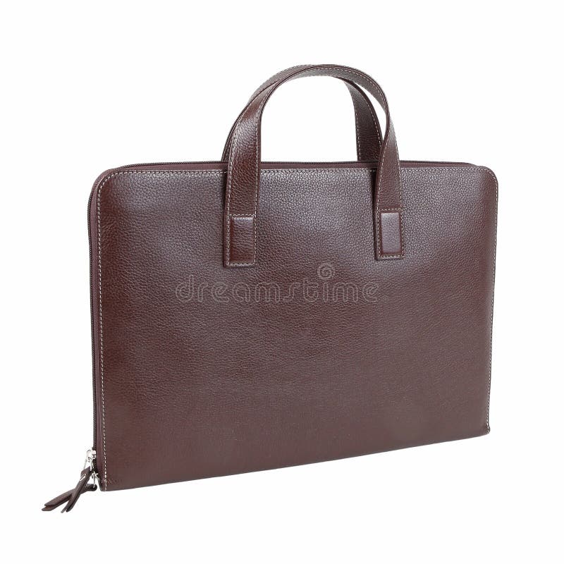 Business bag or case in brown leather. Isolated on white stock photography Business bag or case in brown leather. Isolated on white stock photography