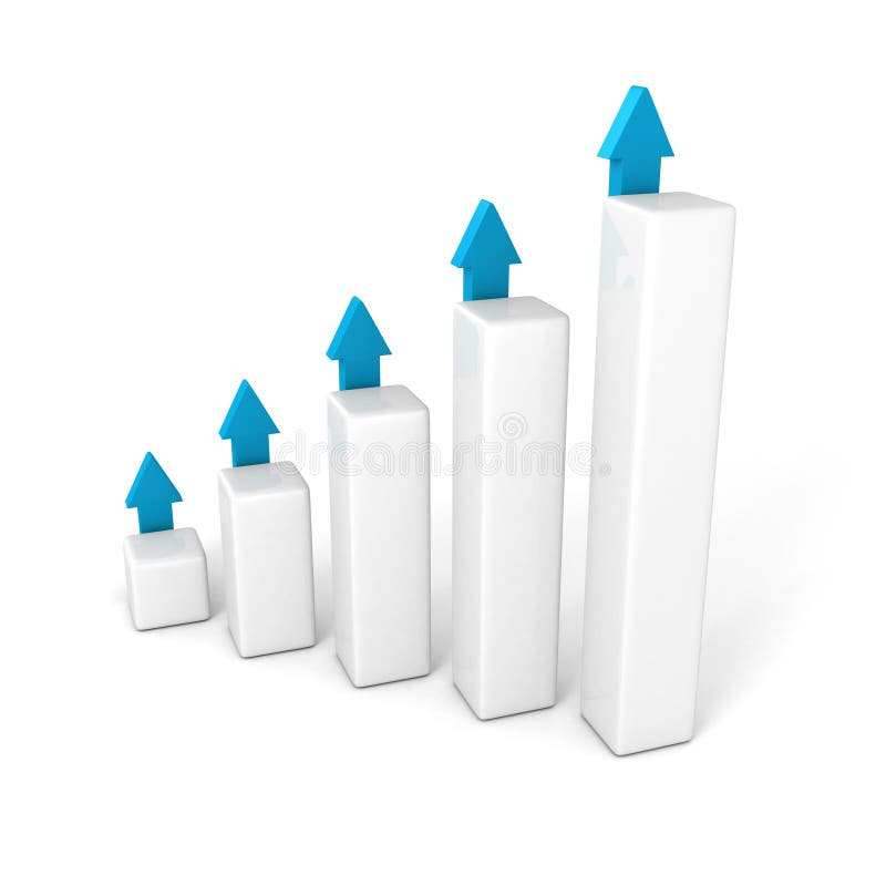 Business bar graph with rising up succes arrows