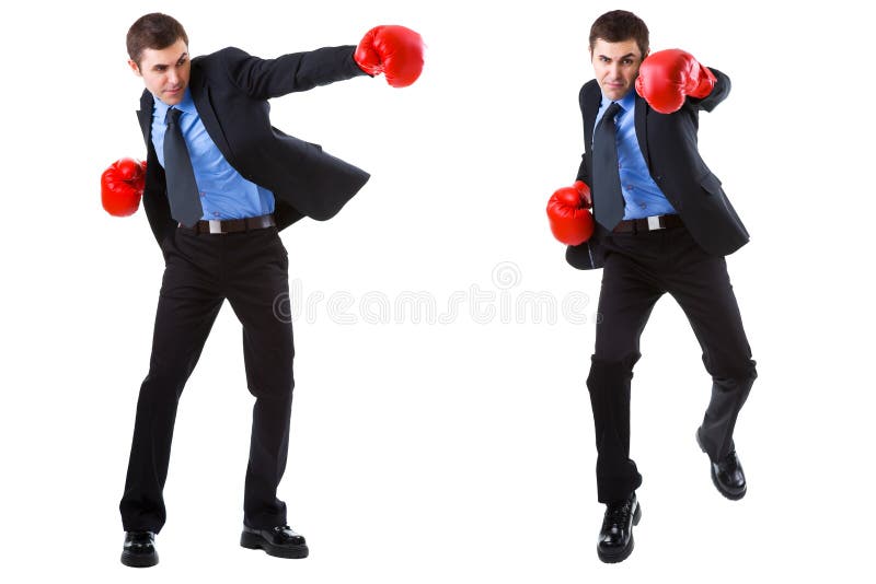 Business boxing isolated on white stock photography