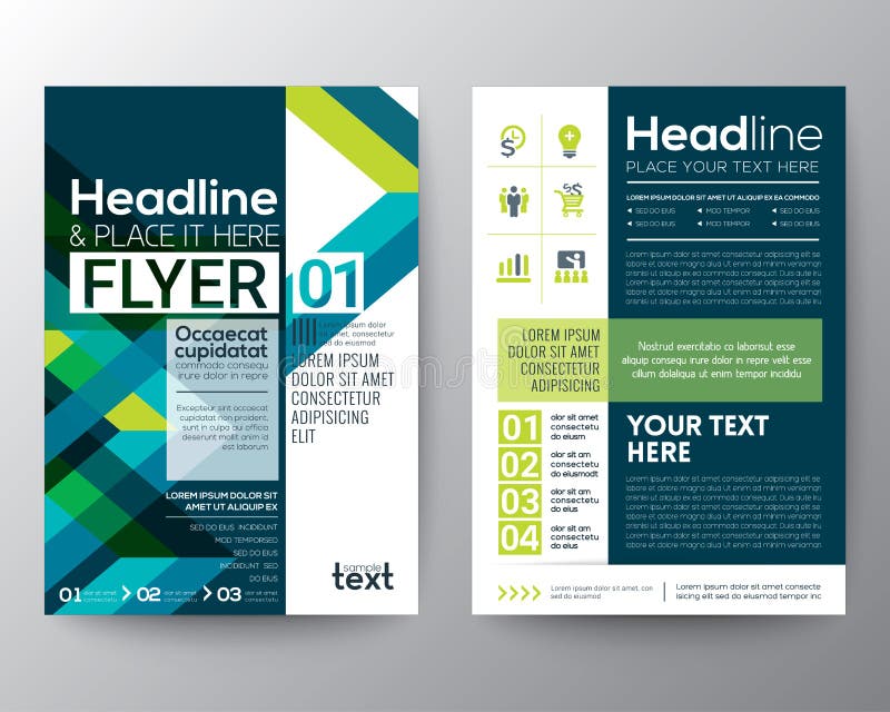 Business brochure flyer design layout template with abstract green and blue geometric line shape