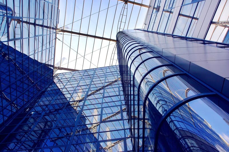 Business building on blue sky background