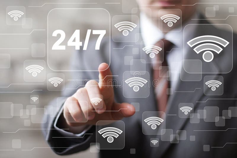Business button 24 hours service web wifi icon stock photography Business button 24 hours service web wifi icon stock photography