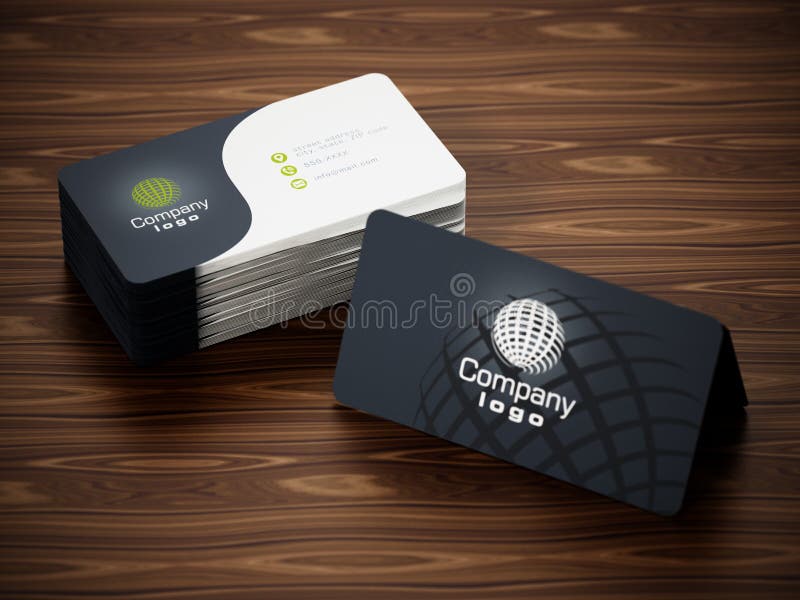 Business Card Back and Front with Generic Info. 3D Illustration Stock