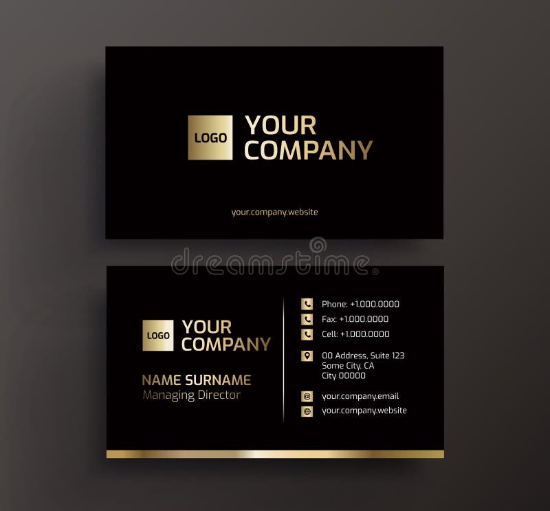 Business card black and gold vector royalty free illustration
