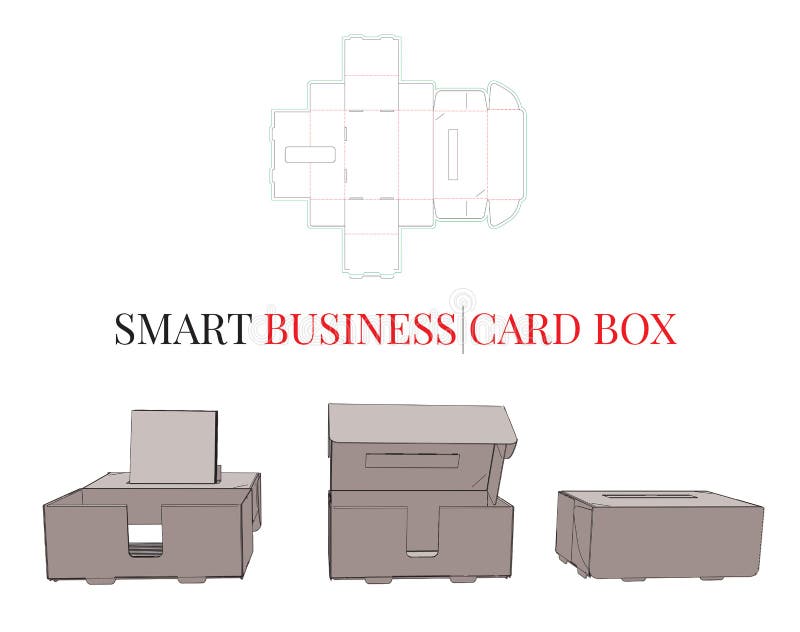 Business Card Box Template, Vector with Die Cut / Laser Cut Layers