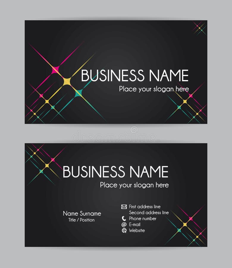 Business card. Flat design. Set III. stock illustration