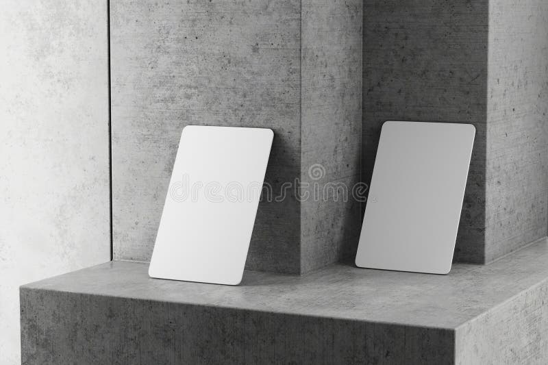 Business Card Mockup on Concrete. Blank Business Card for Your Design