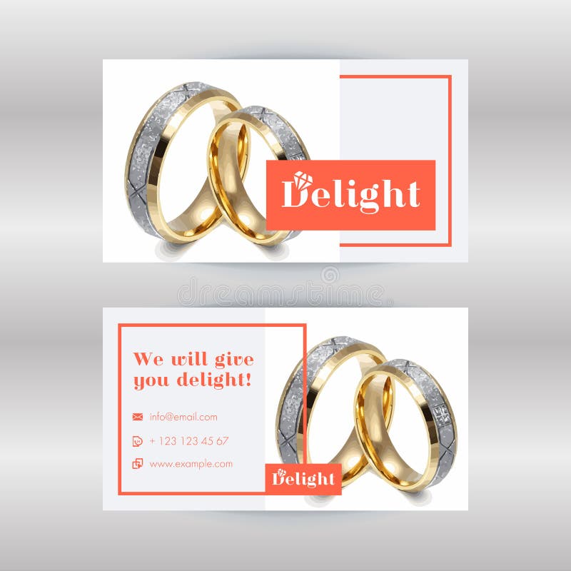 Business Card Ring Gold Theme. Modern Business Card Template Stock