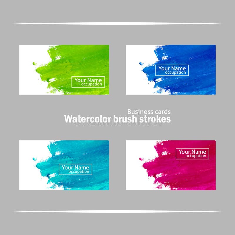 Business card template with brush strokes stock illustration