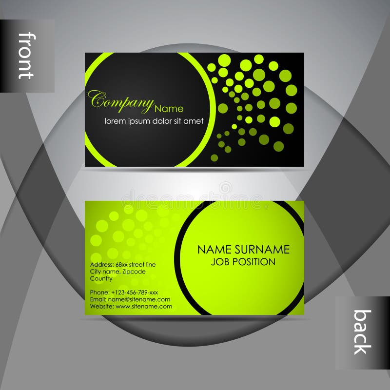 Business card template or visiting card set