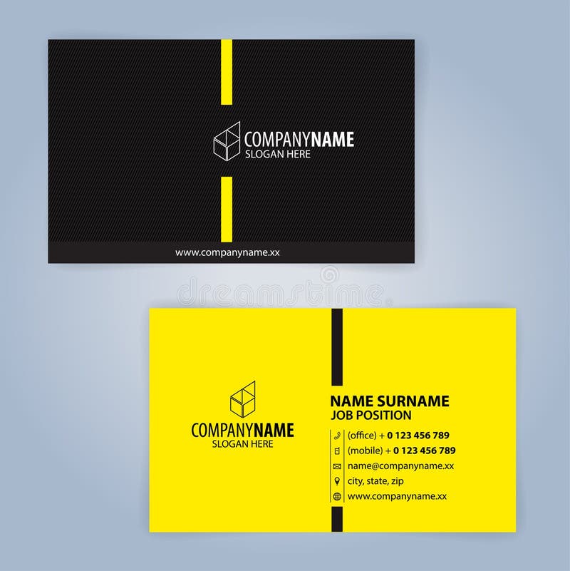 Business card template. Yellow and Black