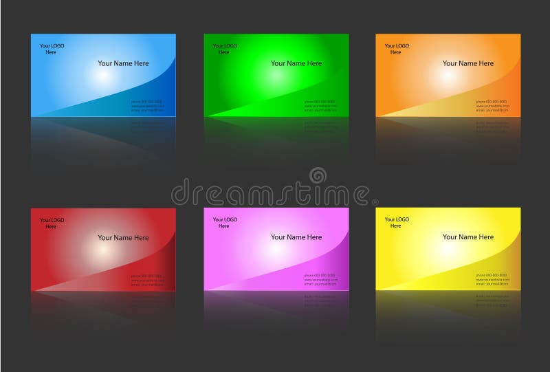 Business card templates six colour variants - editable