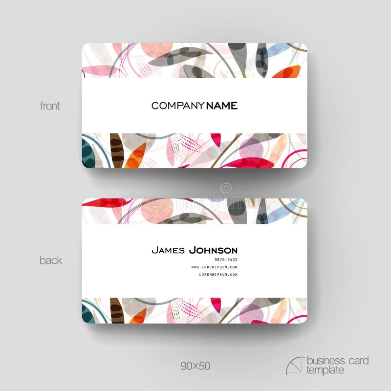 Business card vector template with floral ornament background