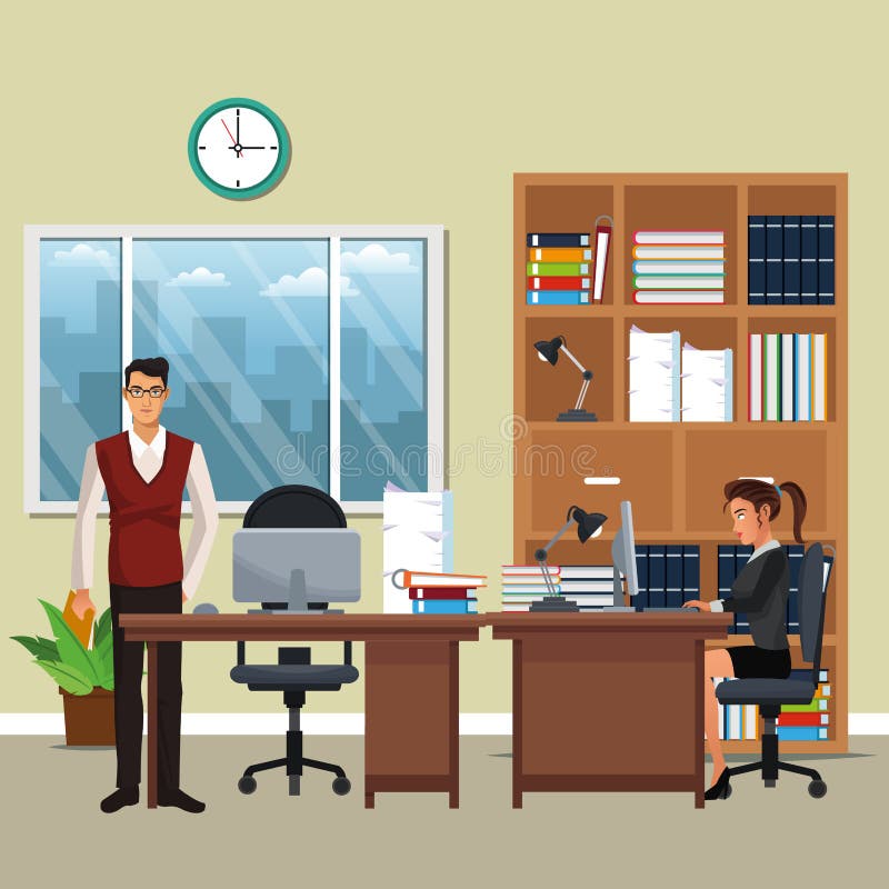 Business Character in Office Scenario Stock Vector Illustration of