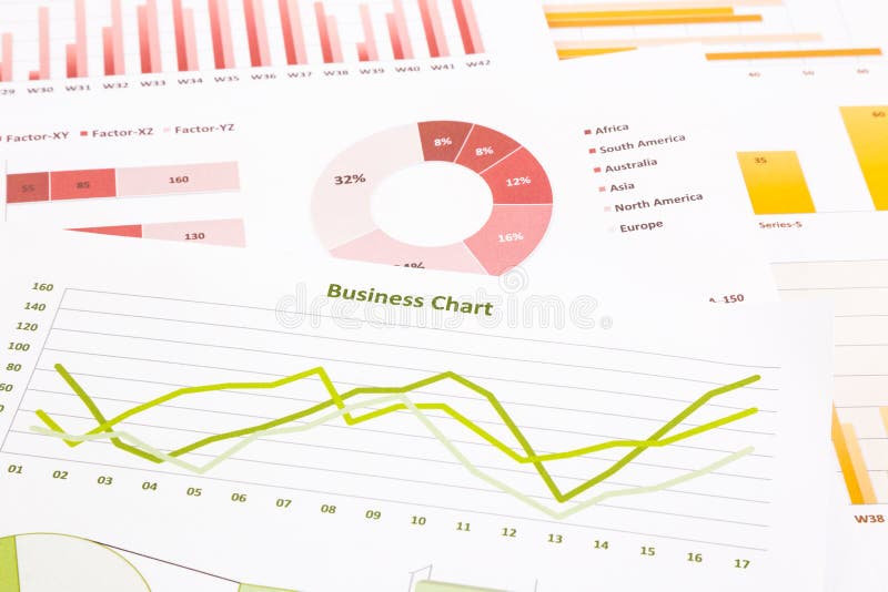Business charts, data analysis, marketing research, global economic summarizing report royalty free stock photos