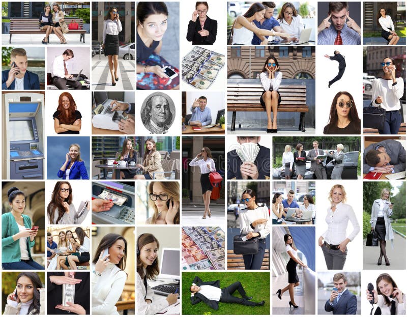 Business collage made of many different pictures about finances royalty free stock photography