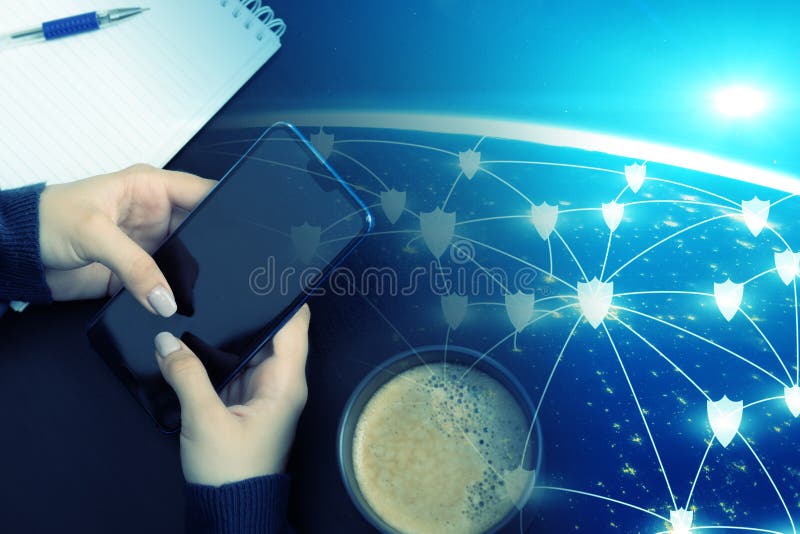 Business communication security,digital payment protection, secure data network digital technology, Element of the image provided royalty free stock photography