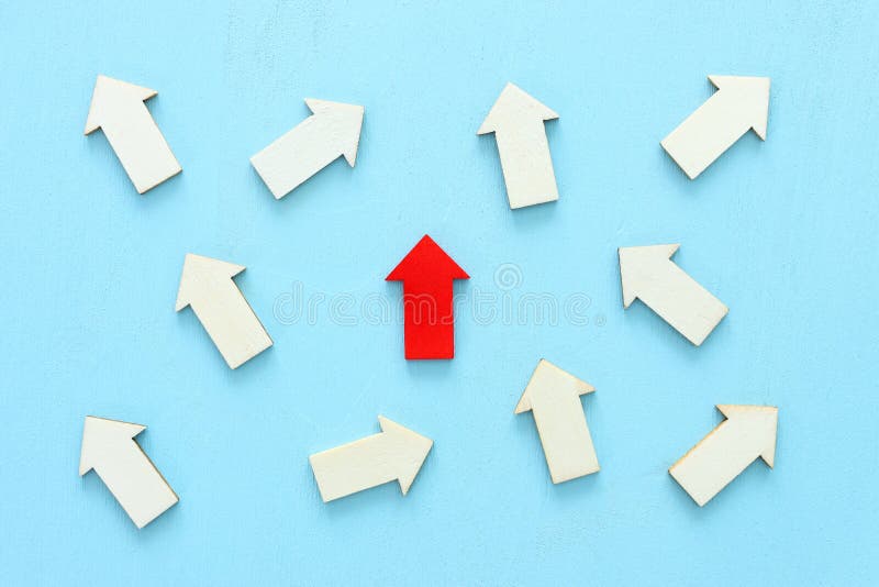 Business competition concept, red arrow leading the race stock images