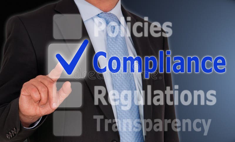 Business compliance on touch screen stock image