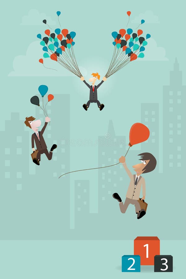 Business concept Businessman holding balloon vector illustration