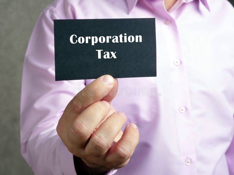 Business concept meaning Corporation Tax with phrase on the page