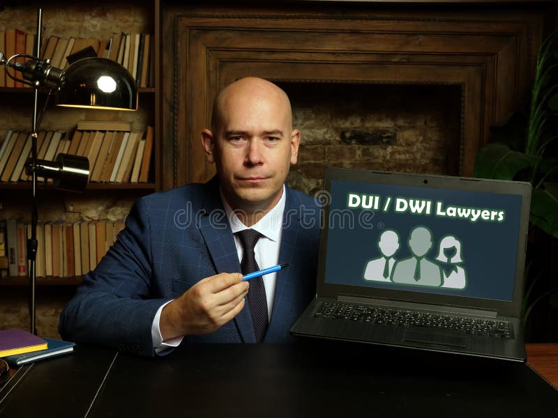 Business concept meaning DUI / DWI Lawyers with sign on card in hand