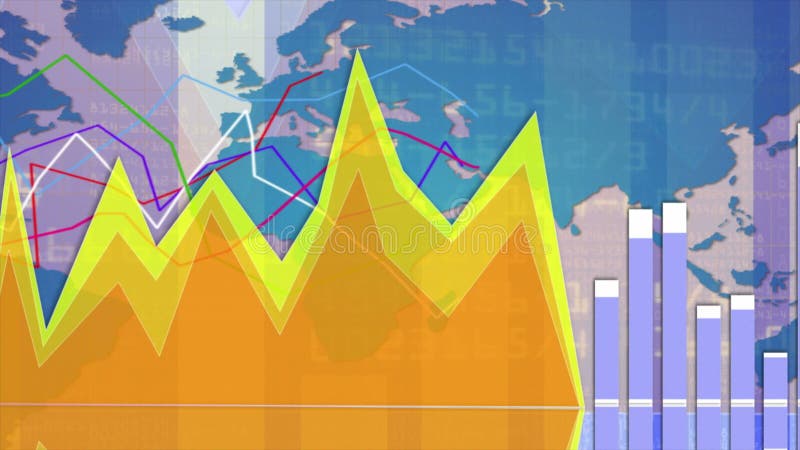 Business Concept Rendering Animation, Graphs and Charts, Background, Loop, 4k stock illustration