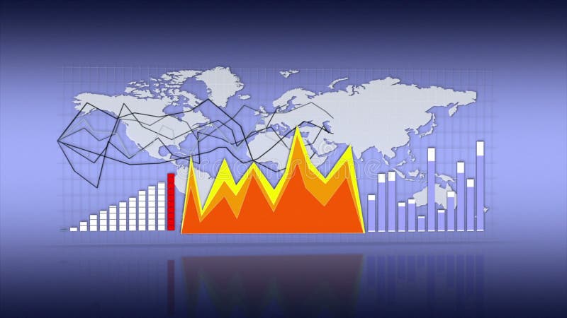 Business Concept Rendering Animation, Graphs and Charts, Background, Loop, 4k royalty free illustration