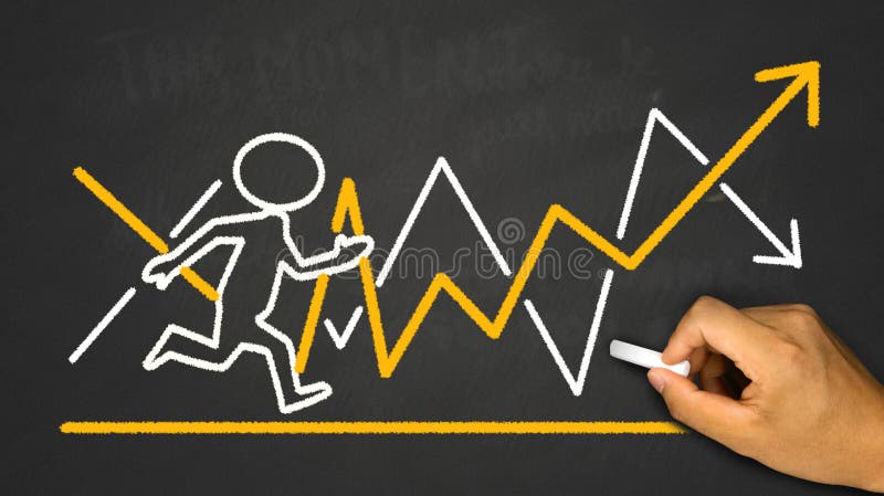 Business concept: running person on financial chart stock image