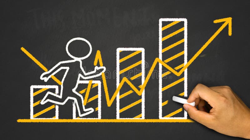 Business concept: running person on financial chart stock photography