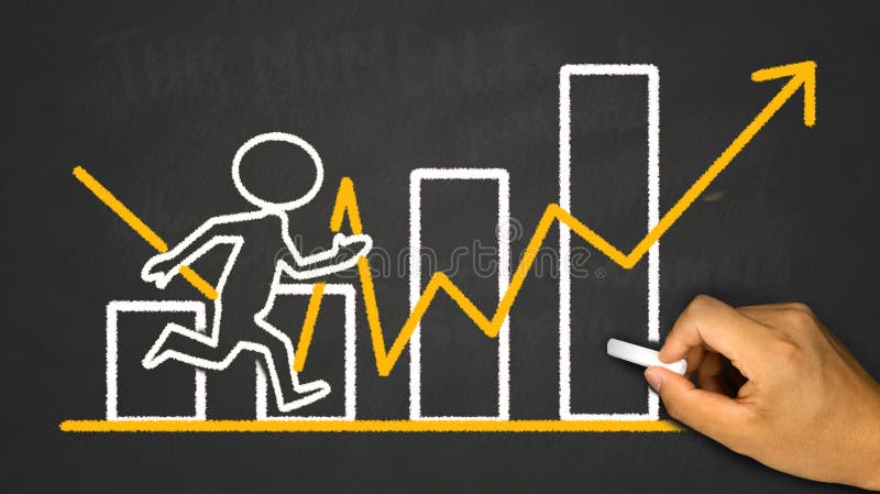 Business concept: running person on financial chart royalty free stock image