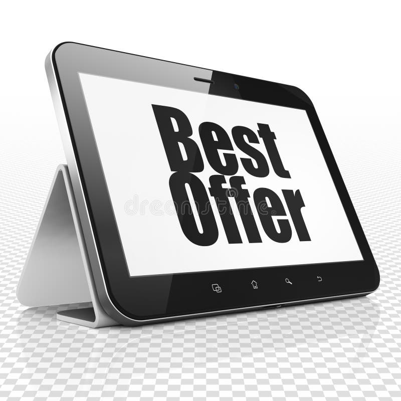 Business Concept Tablet Computer with Best Offer Stock Illustration Illustration of deal
